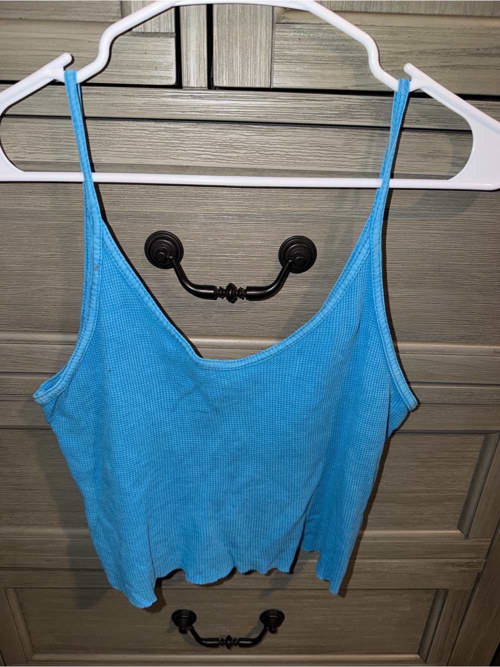 Sky Blue Ribbed Spaghetti Strap Camisole